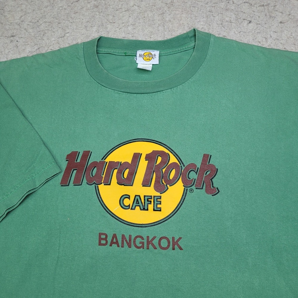 Vintage Hard Rock‎ Cafe Bangkok Shirt Mens 2XL Green Short Sleeve Thailand